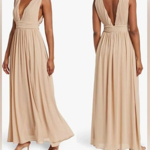 Love by Design Athen Plunging V-Neck Maxi Dress - Nude - NWT - Picture 1 of 6